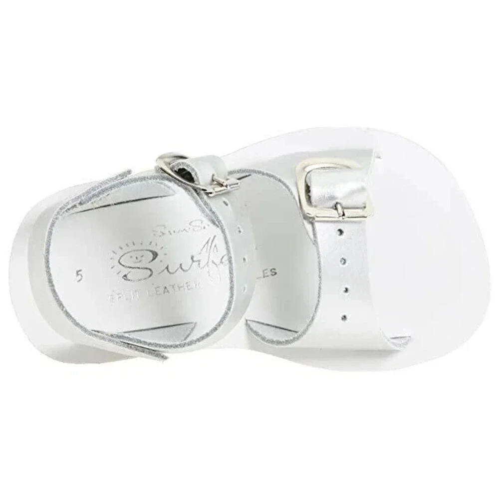 Salt Water Sun-San Sandals Girls US 2 M Silver Leather Open Toe Strappy Hawk3371